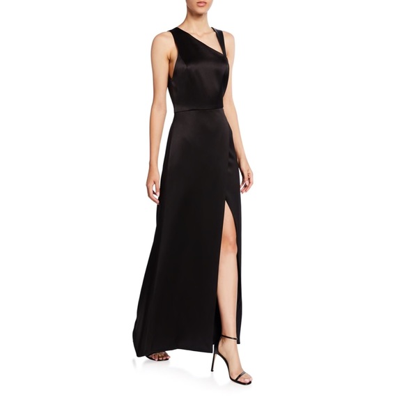 Alice + Olivia Pamela Leather Combo Slit Gown - Picture 2 of 4